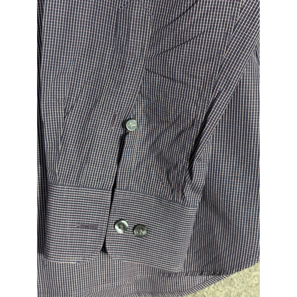 John Varvatos USA Mens Slim Fit Button Down Shirt Navy Blue Micro Check 16 32/33 - Picture 5 of 12